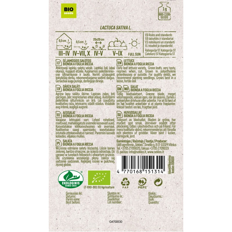 Bionda A Foglia Riccia Salat