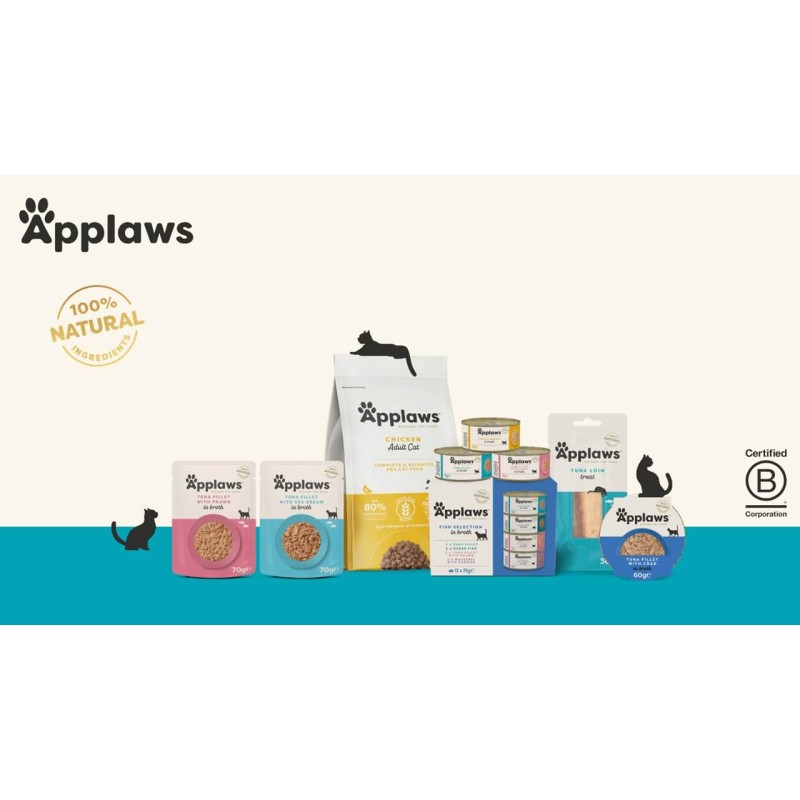 Applaws Tuunikala ja Mereahven Puljongis 70g Kassidele