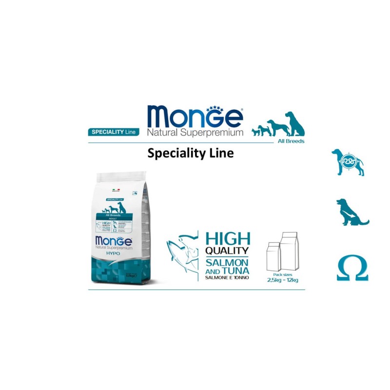 MONGE kuivtoit koertele - kõik tõud, hüpoallergeenne lõhe ja tuunikala 2,5kg