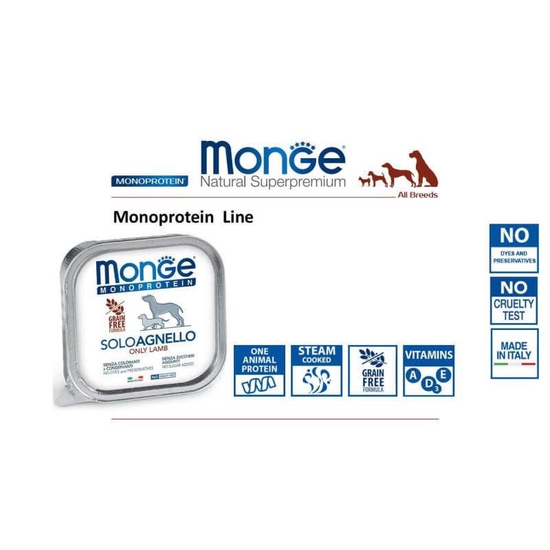 Monge monoproteiinne koeratoit - lambaliha paté 150g