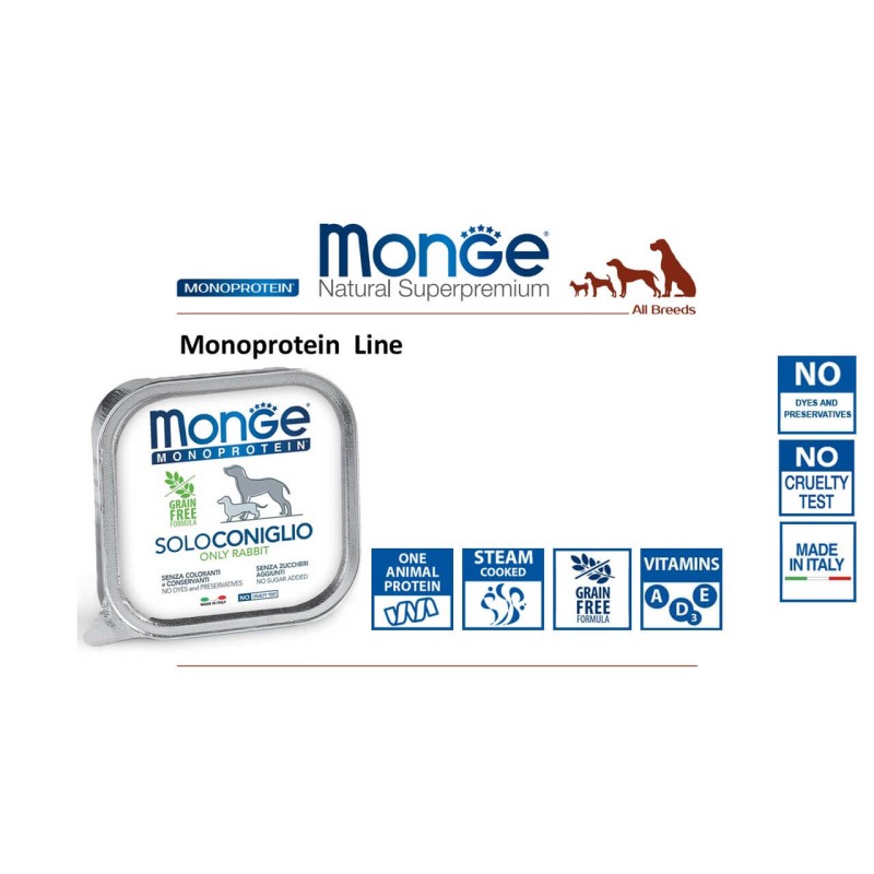 Monge Monoproteico Solo - Konserv 100% Küülik 150g Koertele