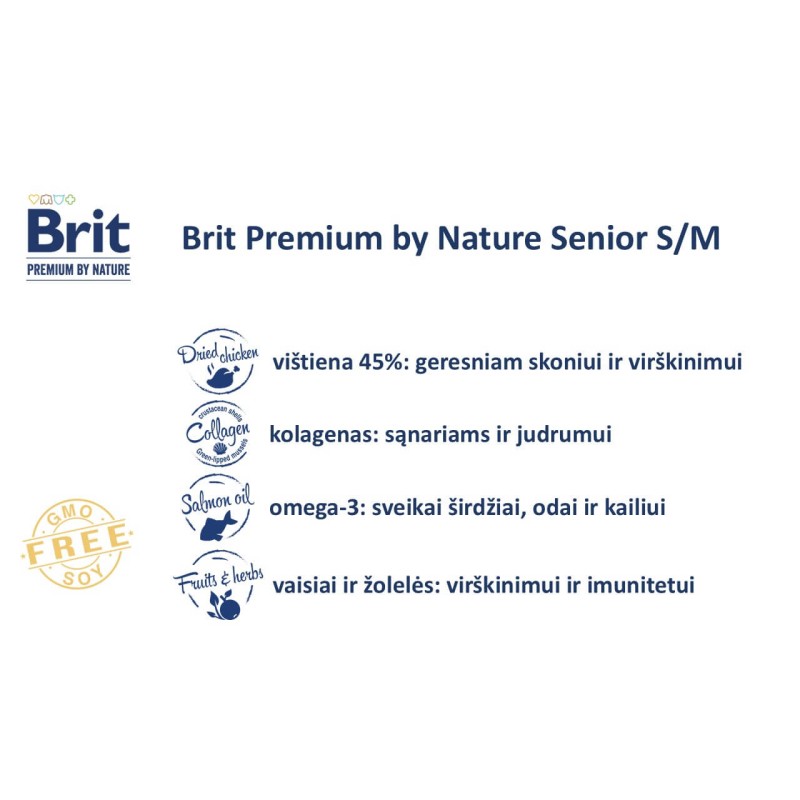 Brit Premium by Nature seniortoit väikestele ja keskmise suurusega koertele 15kg