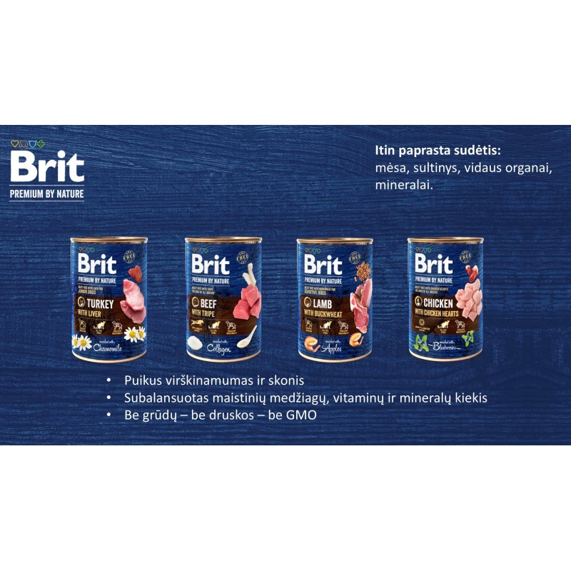 Brit Premium Nature veiseliha konserv 800g koertele